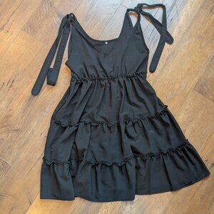 Black tiered mini dress